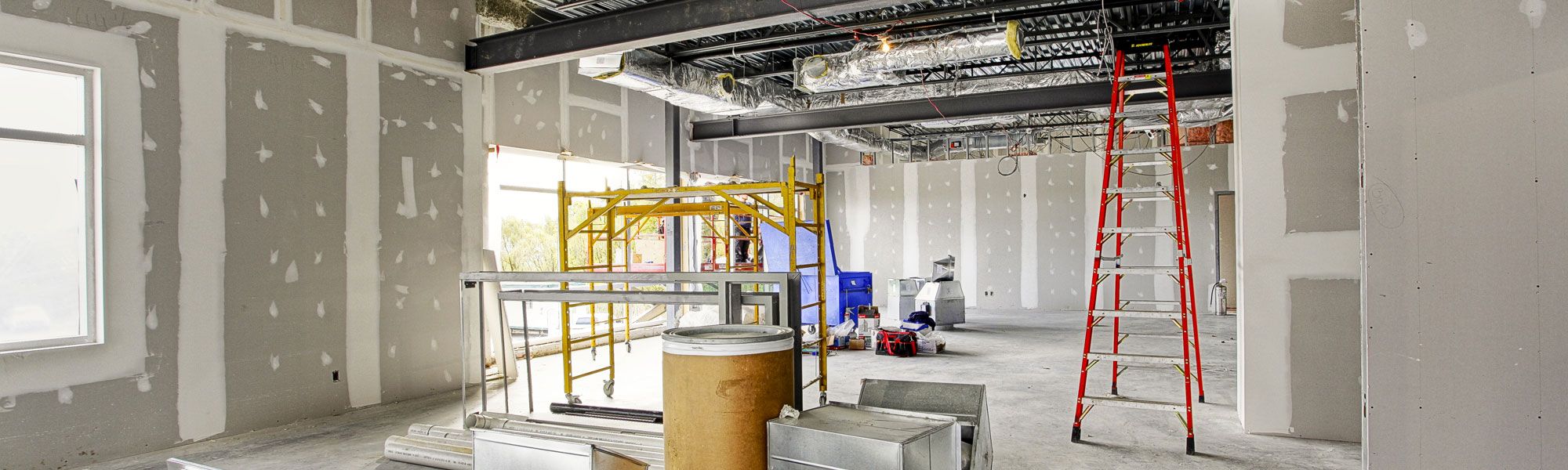 Interior of newly constructed building in Wrexham