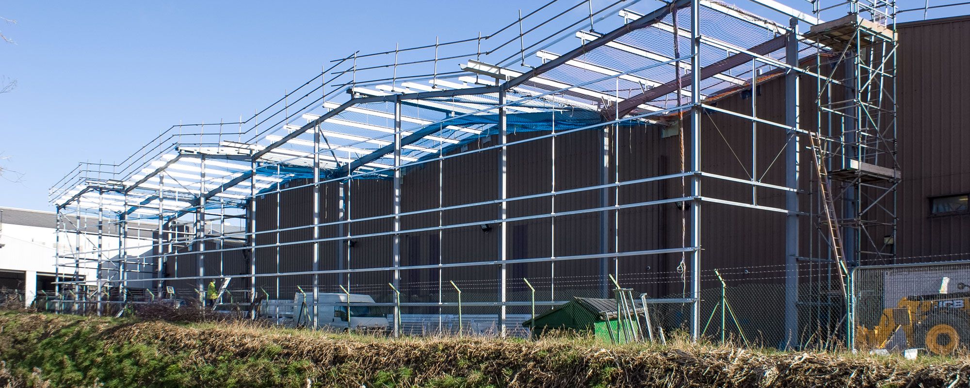 Building structure being erected on Wrexham Industrial Estate