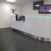 Reception Counter LED light Install complete with Stainless Kick Plates